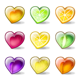 Fruity Hearts Icons Set