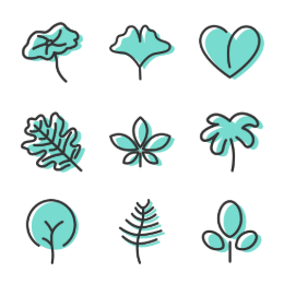 Tree and Leaf  Icons Set