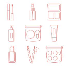 2019 Beauty Makeup  Icons Set