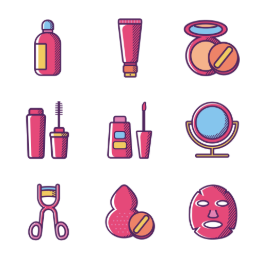 Beauty Cosmetics Icons Set Icons Set
