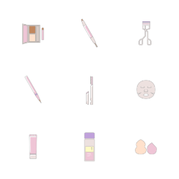 Beauty Makeup Essentials Icons Set