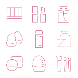 Cosmetic Bag Essentials Icons Set