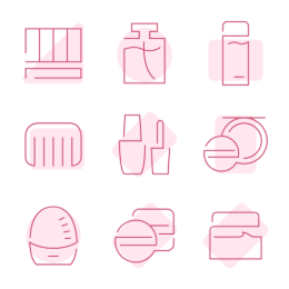 Cosmetic Essentials Set Icons Set