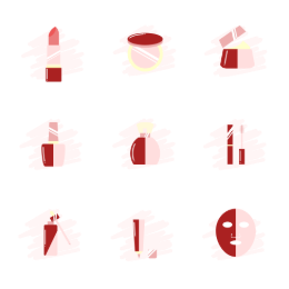 Cosmetic Products Set Icons Set