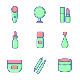 Cosmetic Tools & Products Icons Set