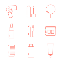Cosmetic Tools & Products Icons Set