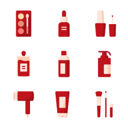 Cosmetic Tools & Products Icons Set