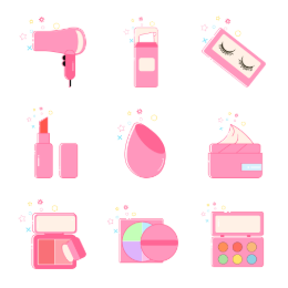 Cosmetic Tools & Products Icons Set