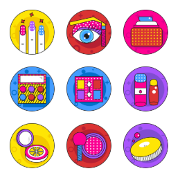 Cosmetic Tools & Products Icons Set
