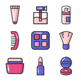 Cosmetic Tools & Products Icons Set