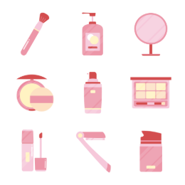 Cosmetic Tools & Products Icons Set