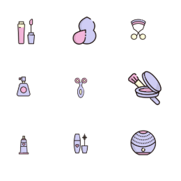Cosmetic Tools & Products Icons Set