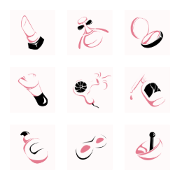 Cosmetic Tools & Products Icons Set