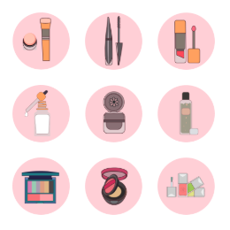 Cosmetic Tools & Products Icons Set