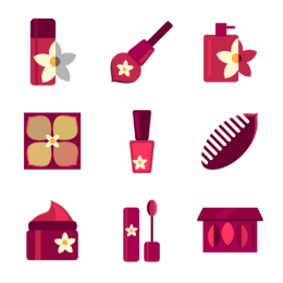 Cosmetic Tools & Products Icons Set