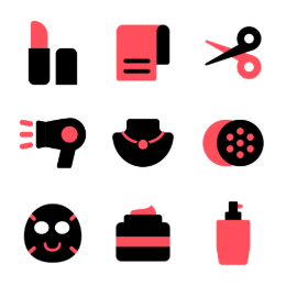 Cosmetic Tools & Products Icons Set