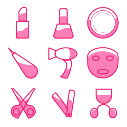 Cosmetic Tools & Products Icons Set