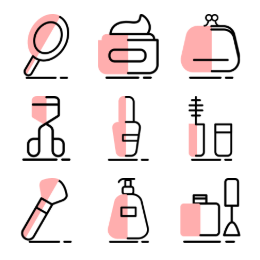 Cosmetic Tools & Products Icons Set