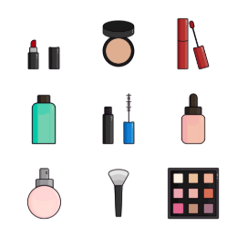 Cosmetics Tools & Products Icons Set