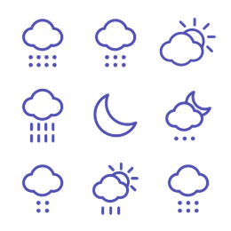 Cute Weather Linear  Icons Set