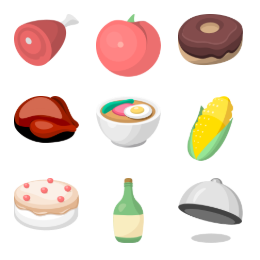 Delicious Food & Fruits Icons Set