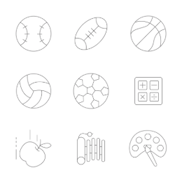 Educational & Sports Linear  Icons Set
