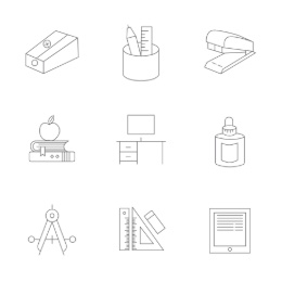 Educational Stationery  Icons Set