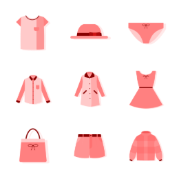 Fashion Apparel Icons (Red) Icons Set