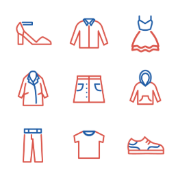 Fashionable Women's Outfits Icons Set