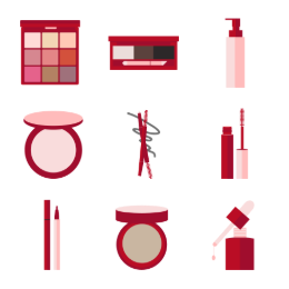 Flat Makeup Cosmetics  Icons Set