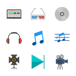 Flat Multicolor Multimedia Set Icons Set