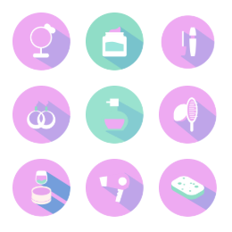 Flat Style Beauty  Icons Set