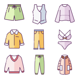 Multicolor Apparel  Icons Set