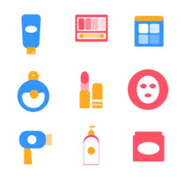 New Year Beauty Cosmetics Set Icons Set