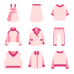 Pastel Pink Apparel  Icons Set