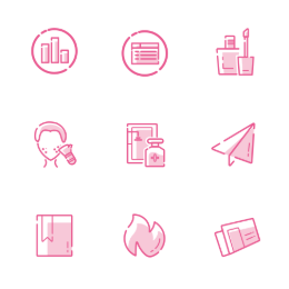 Pink Beauty Website  Icons Set