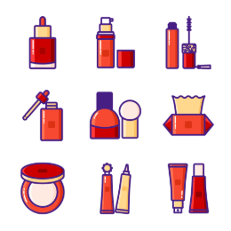 Queen's Day Cosmetics Icons Set
