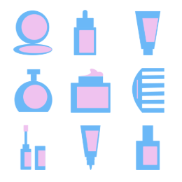 Simple Beauty Cosmetics  Icons Set