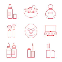 Skincare & Makeup Tools Icons Set