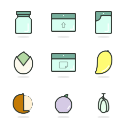 Snack Packaging  Icons Set
