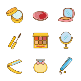 Spring Makeup Essentials Icons Set