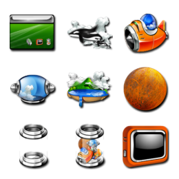 Volcano Land Icons Set