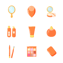 Cute Cosmetic Tools Icons Set