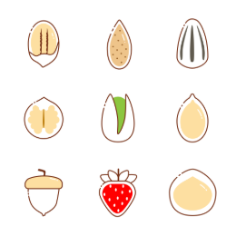 Spring New Nuts & Fruits  Icons Set