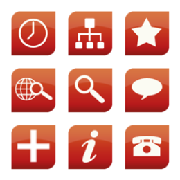 Glossy Red Web Icons Set