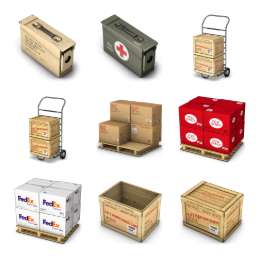 Cargo Boxes Icons Set