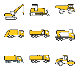 Transportation & Construction Tools Icons Set