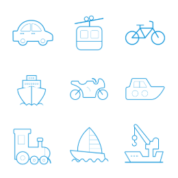 Transportation Tools Line  Icons Set